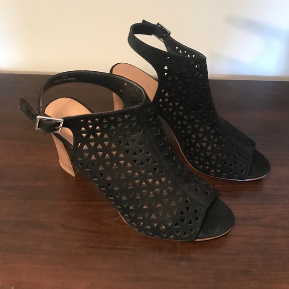 Black open toe backless heels - Picture 3 of 4